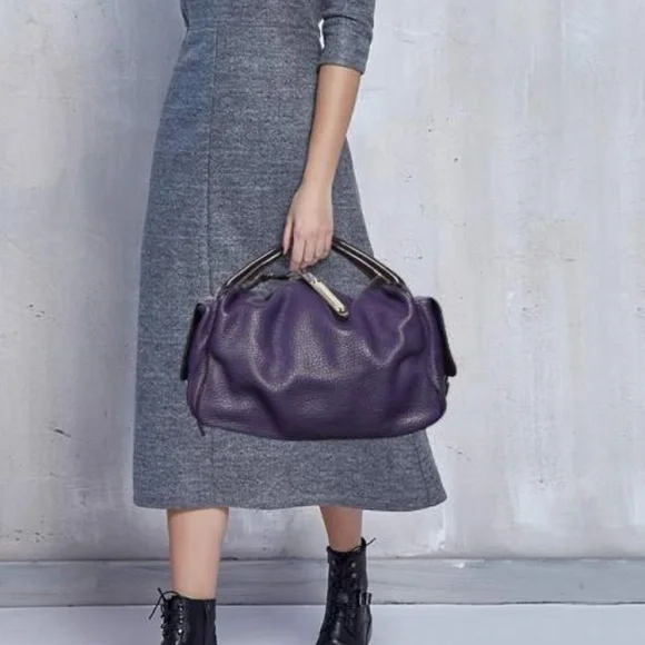 DOLCE & GABBANA Purple Leather Handbag NWT Eye Catching Design with Gold Accents - Picture 12 of 14